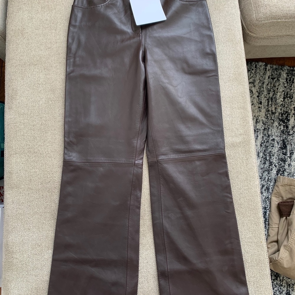 St. John Sport Leather Wide Leg Pants - Women’s 10